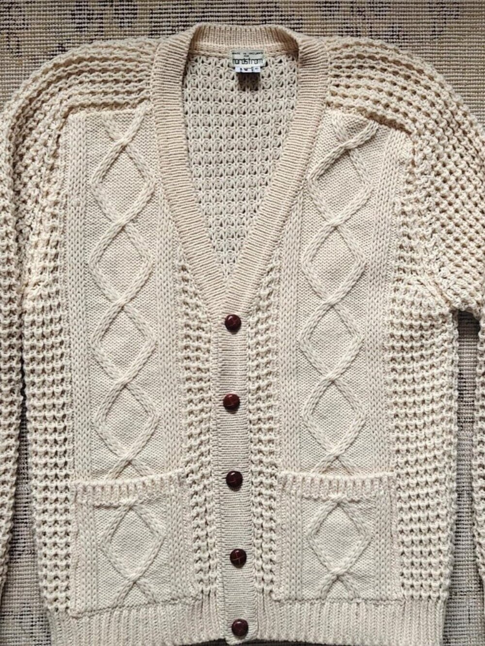 Vintage Nordstrom Wool Cable Knit Sweater Made in Ireland